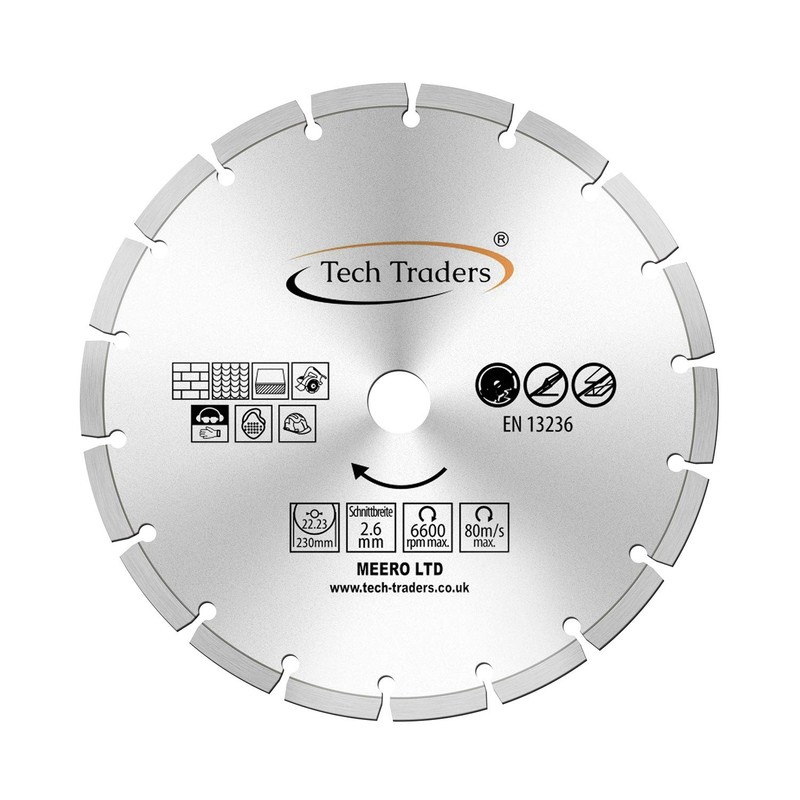 Tech Traders Diamond Cutting Disc 230mm 9" x 22.2 mm,