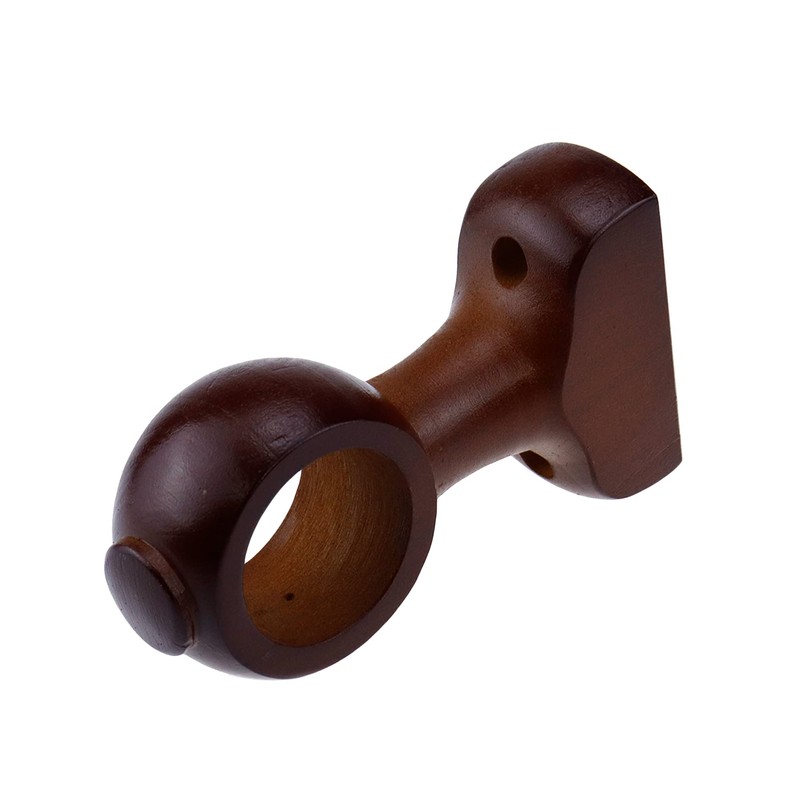 HEVSTIL 木製カーテンロッドホルダー カーテンロッドブラケット 木製カーテンロッドブラケット 1-2/5インチのポール用 2個パック ブラウン