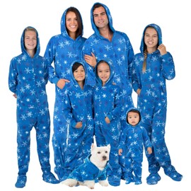 Footed Pajamas - Family Matching Snow Blizzard Day Hoodie One Pieces for Boys, Girls, Men, Women and Pets - Adult - XSmall (Fits 5'2-5'4")