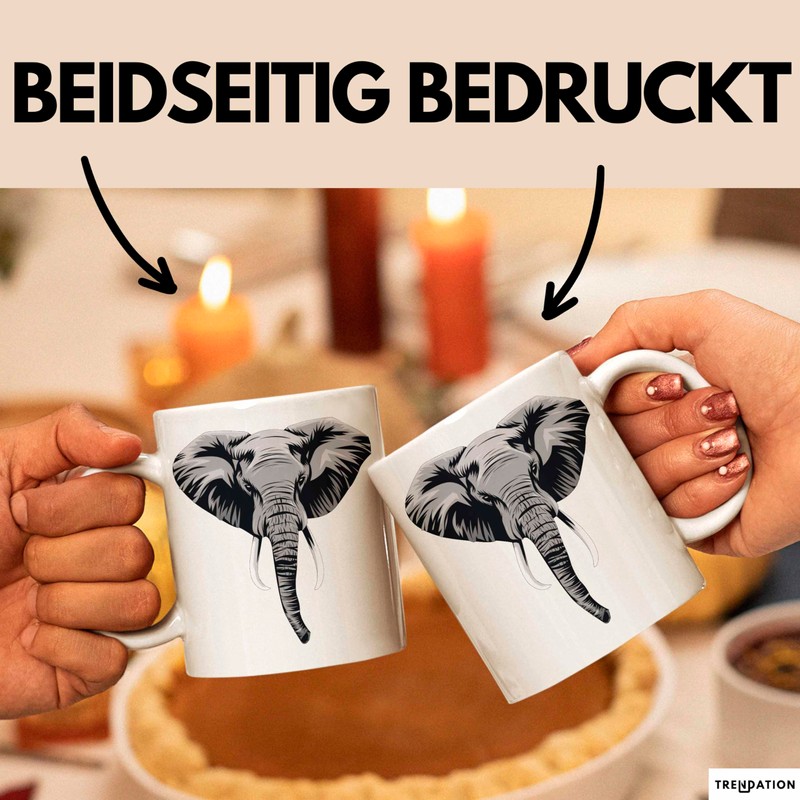 Elefant Tier Tasse Geschenk Lustige Geschenkidee Spruch (Weiß)