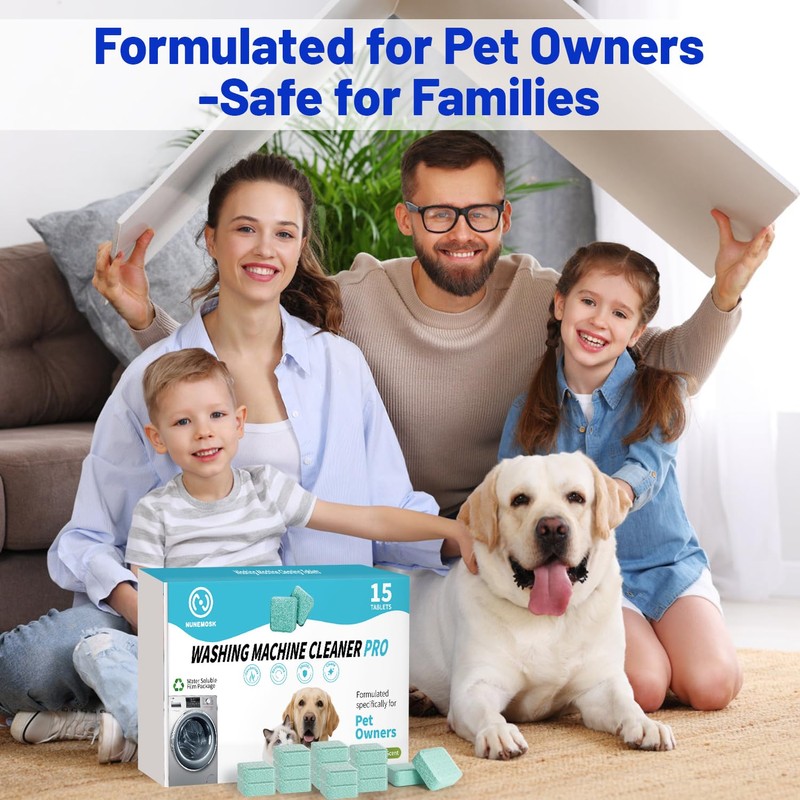Nunemosk Washing Machine Cleaner -15 Pack, Formulated for Pet Owners