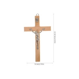 Garneck Wooden Cross Catholic Ornaments Zinc Alloy Statue Original Hardwood Craft Decorative for Christian Homes