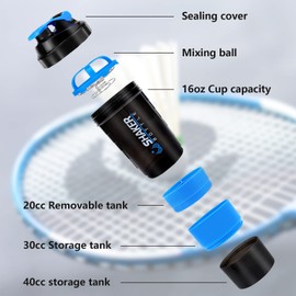 XTK 16OZ Bottle, Shaker Water Bottle with Protein Powder Storage, Mix Ball, Leak Proof for Fitness and Sports Activities, BPA Free