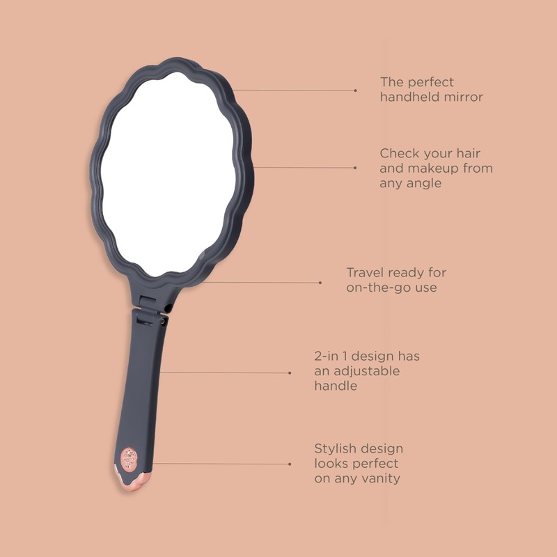 Strike A Pose Folding Hand Held Mirror with Adjustable Handle