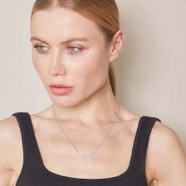 Beyond Brilliance Sterling Silver 0.75 Carat Round Lab Grown Diamond Initial K Pendant Necklaces for Women|(JK-I1I2)|Fine Jewelry for Her|Gift Box Included