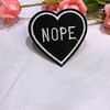 Acxico 5Pcs Nope Black Heart Iron-On/Sew-On Embroidered Patch, Gothic Punk