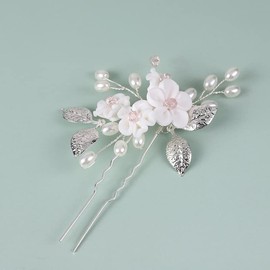 5 Pcs Bride Wedding Flower Hair Pins Pearl Bridal Hair Pieces Wedding Hair Accessories for Ladies Girls Hair Accessories