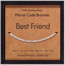 Suyi Best Friend Morse Code Bracelet Gift for Birthday 925 Sterling Silver Beads Link Bracelet for Women Girls Best Friend