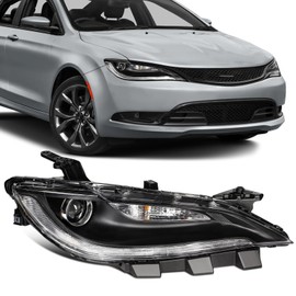 SCITOO Headlight Assembly Fit 2015-2017 for Chrysler 200 o Right Headlamp Black Housing Clear Lens CH2502260(Bulbs Not Included)