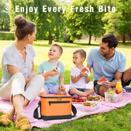 BuyAgain Lunch Bag, 600D Poly Small 6 Can Insulated Reusable Lunch Cooler Bag PEVA Water-resistant Lining for Women Men Adult Work, Orange