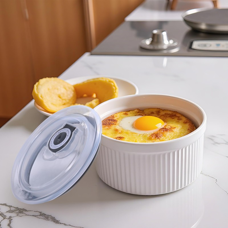 14 oz Ceramic Ramekins with Lids, Creme Brulee Ramekin Oven