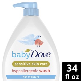 Dove Baby Dove Sensitive Skincare Hypoallergenic Liquid Body Wash Rich Moisture 34 oz