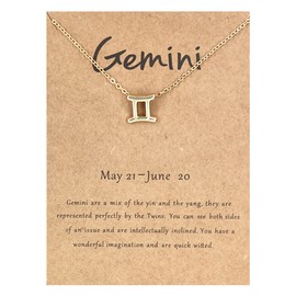 Gemini Zodiac Necklace Gifts for Women Zodiac Sign Necklace Gemini Constellation Necklace Gold Plated Gemini Necklaces for Women Girls Gemini Jewelry Horoscope Necklace
