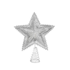 Tree Top, Star Christmas Tree, Top Star, 9.1 x 7.9 inches (23 x 20 cm), Pentagram Sparkle, Christmas Ornament, Hollow Design, Stylish, Gorgeous Stars, Christmas Decoration, Interior Store Decoration (9.1 x 7.9 inches (23 x 20 cm), Silver)