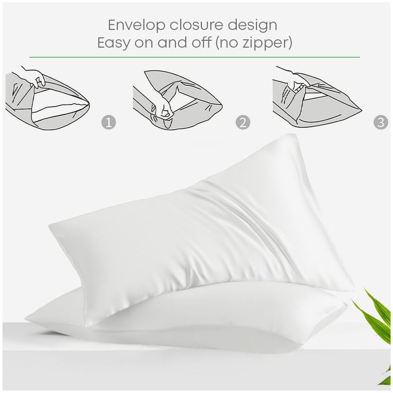 LINENWALAS 100% Eucalyptus Silk Pillow Cases Pack of 2 Pieces
