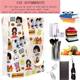POFULL B Burger Family Inspired Tote Bag Bob TV Series Fan Gift Cartoon Merchandise (Bur-ger Family CA)