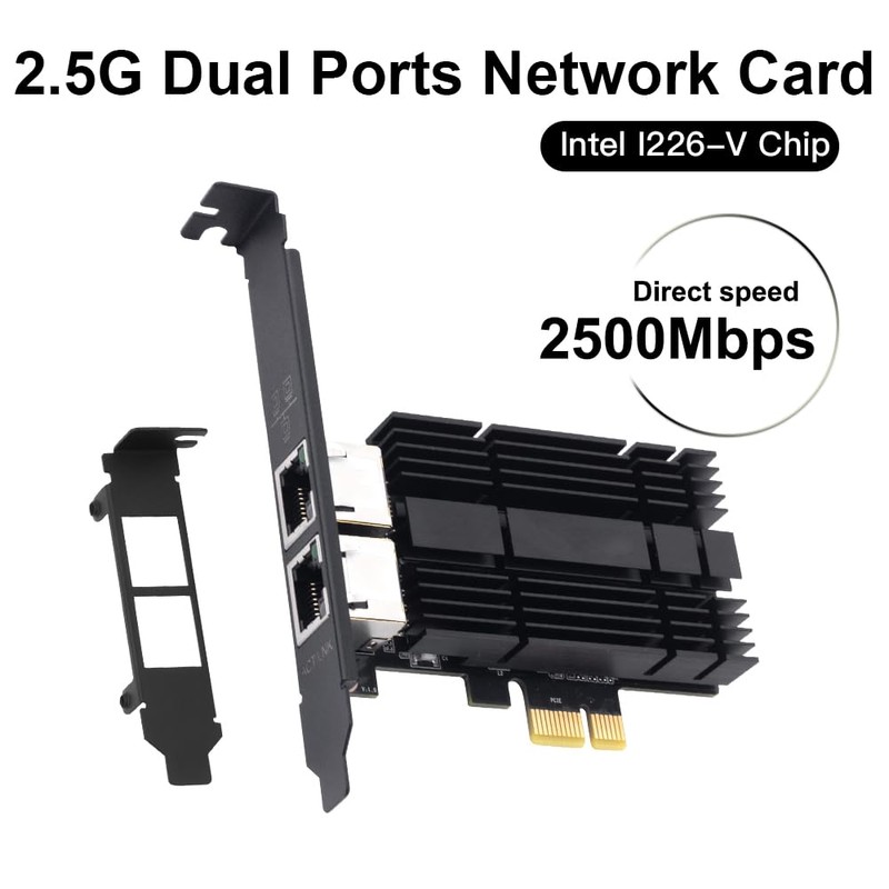 2.5gb Network Card,Dual Port PCIe Ethernet Network Adapter to 2.5