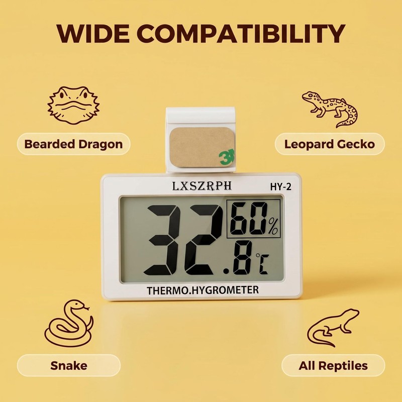 LXSZRPH Reptile Hygrometer and Thermometer High LCD Display Temperature Humidity