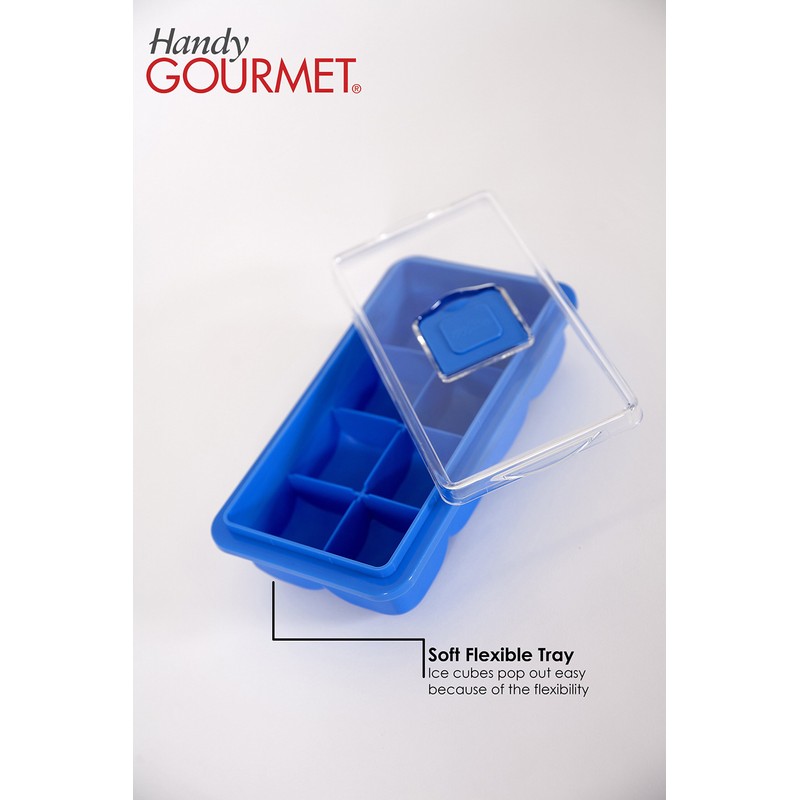 Handy Gourmet E7764BLU No- Spill Large Ice Cube Tray, Plastic,