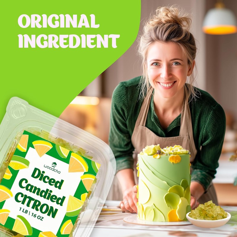 Diced Candied Citron, Glazed Citron Peel For Baking, Candied Fruit