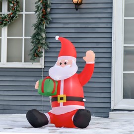 Homcom LED Santa Snowman Inflatable Christmas Decoration Illuminated Garden