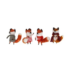 Gisela Graham : Christmas Decorations : Dressed Foxes (Set of 4)