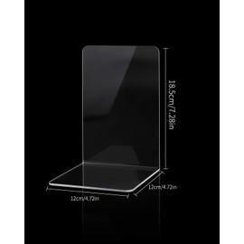 2 Pairs Clear Acrylic Bookends, MSDADA Book Ends for Shelves, Anti-Slip Book Organizer Book Holder Book Storage Bookshelf Decor for Bedroom Desktop School Library Office Supplies Books Shelf Dividers