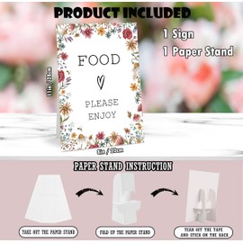 Food Sign for Sweetheart Table Decor, Love Is In Bloom Bridal Shower Decorations for Wedding Reception, Baby In Bloom Baby Shower Decorations for Table Centerpieces, 8 x 11 Inch