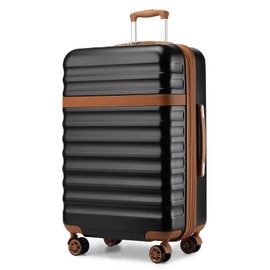 Kono Luggage Expandable 28 Inch Large Checked Luggage, ABS+PC Hardside Trolley Travel Case Hard Shell Suitcase with TSA Lock, Black Brown