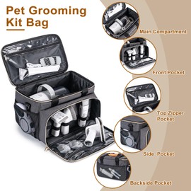 BABEYER Dog Grooming Vacuum Bag, Pet Grooming Kit Bag Perfect for Dog Hair Vacuum & Grooming Tool Kit Accessories- Grey