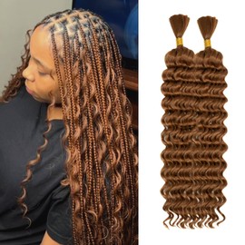 Deep Wave Bulk Hair For Braiding Hair No Weft 24inch Wet And Wavy 160g Quality Synthetic Hair Braiding Extensions For Boho Braids（2 Bundles/Pack 30#）