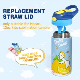 Mocaru - Vaso de sublimación para niños, tapa de repuesto para popote, 12 onzas, para sublimación, para niños, botella de agua de sublimación, con tapa y asa de pop-up con un clic (paquete de 6)