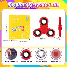 Fidget Spinner 5 Pack - Plastic Hand Spinner Toys for Adults & Kids, Stress Relief Sensory Toys for ADHD Anxiety, Party Favors Classroom Prizes Gifts