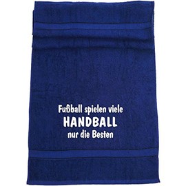 ShirtShop-Saar Football Play Many, Handball Only the Best; Bath Towel Sport, Dark Blue