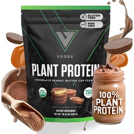 VEDGE Proteína vegana en polvo - Proteína vegetal en polvo con guisante, calabaza y girasol - Orgánica USDA, aminoácidos, sin lácteos, sin gluten,... 