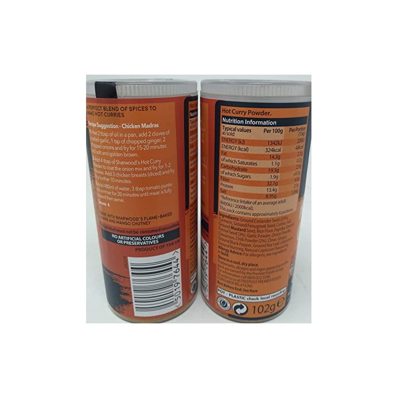 Sharwoods Hot Curry Powder 3 x 102gm