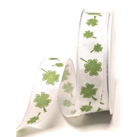s.dekoda Ribbon 20 m x 25 mm Lucky Clover Clover Gift Ribbon Decorative Ribbon [D9128]