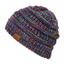 C.C Hatsandscarf Cable Knit Beanie - Thick, Soft & Warm Chunky Beanie Hats (YJ-816-#32) (Black Multi Mix)