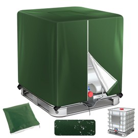 Green Zipper IBC Tote Cover Barlic 275 Gallon Tote Cover 420D with Zipper for 1000L Outdoor Rain Barrel Water Tank