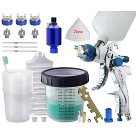 HVLP Spray Gun with 10Pcs 600ML Mixing Cups,Paint Spray Gun with 1.4/1.7/2.0mm Nozzles & Air Compressor Regulator,and Paint Sprayer Accessories,Paint Guns Automotive for Car, House Painting(Blue)