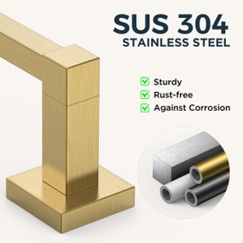 FORIOUS Toilet Paper Holder and Towel Ring Set, Brushed Gold Pivoting Toilet Paper Holder Wall Mount, Sus304 Stainless Steel Bathroom Tissue Holder, Modern Bathroom Hardware Set