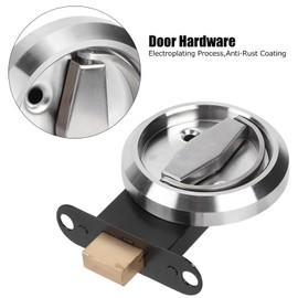 Round Double Sided 304 Stainless Steel with Handle, Ideal for Indoor Use, Includes Lock Accessories, Silver Door Hardware and Safety Parts (Silver (with Lock))
