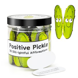 Positive Pickle Emotional Support Affirmation Cards in Jar - 60 Unique Motivational Quotes, Mental Health Gifts to Cheer Up Friends, Mini Positive Messages & Decorative Pickle Jar