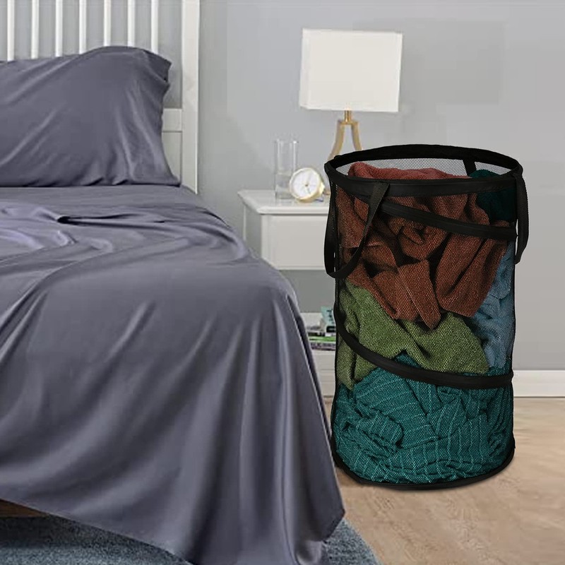 BATTOO Collapsible Laundry Basket Foldable Mesh Pop Up Hamper with