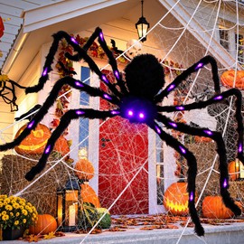 Decoración Halloween Araña Gigante 125 cm con Luz, Exterior e Interior