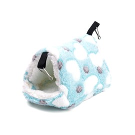 PETSPLICITY Cozy Hideout House for Small Animals - Soft Washable Bed for Guinea Pigs, Chinchillas, Hamsters and Hedgehogs Warm Comfortable Pet Hideaway with Plush and Fleece for Winter (Blue)