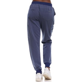 Minty Mint Women's Premium 4 Way Stretch FlexTex Fabric Womens Medical Jogger Scrub Pants Women Juniors Medical Scrub Nurse Doctor Heather Navy 2XL