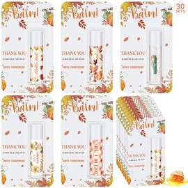 Paquete de 30 bálsamos labiales de otoño Hello Fall a granel para otoño, feliz Acción de Gracias, Halloween, bálsamos labiales, regalos de fiesta, rellenos de cestas, empleados, personal, regalo de