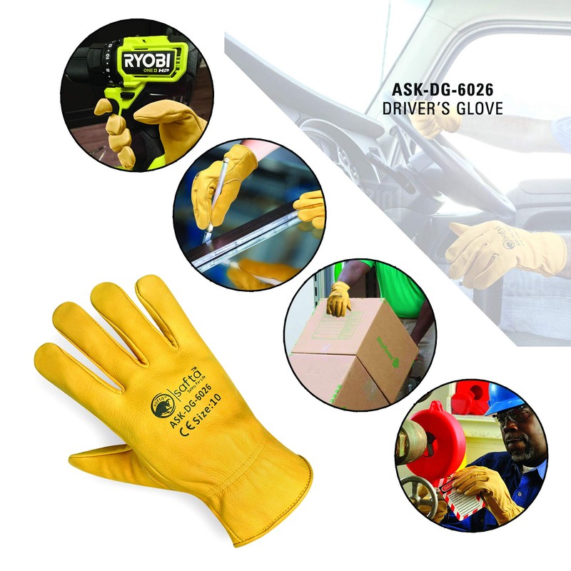 SAFTA Fleece lined thermal work gloves, Winter Leather Driving Gloves