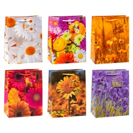 TSI Geschenktüten BLUMEN-MIX, 12er Packung, Größe: Mittel (HxBxT 23 x 18 x 10 cm), Art. Nr. 84013